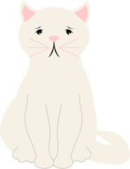 vector cartoon illustration light brown cat with big eyes on white background