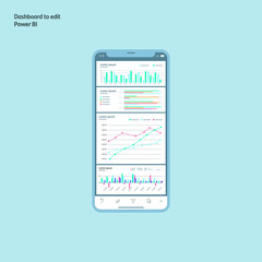 Gráficos de barras. Móvil con información. Reporte. Visualización de datos en móvil. Power bi. EPS10