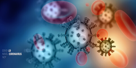 3d rendering Virus bacteria cells background
