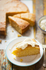 Flour-less lemon drizzle cake with cooked lemons and polenta