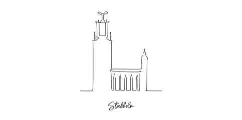 Stockholm of Sweden landmarks skyline - Continuous one line drawing