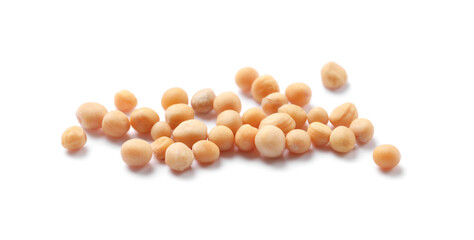 Many whole mustard seeds on white background