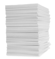 Stack of paper sheets isolated on white