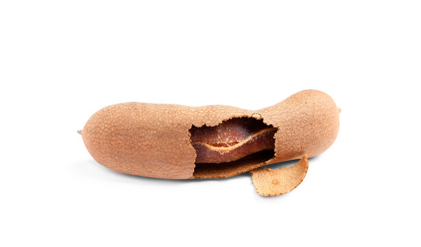 Delicious ripe tamarind on white background. Exotic fruit