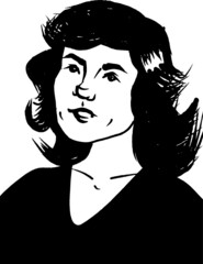 vector illustration of pretty brunette woman isolated 