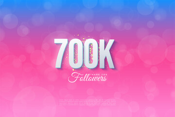Thank you 700k followers with illustrated numbers and backgrounds.