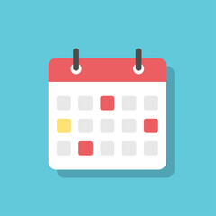 Calendar icon with celebrated holidays or important appointments. Planning concept. Vector illustration