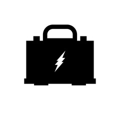 Battery car icon, accumulator symbol, electric batteries silhouette