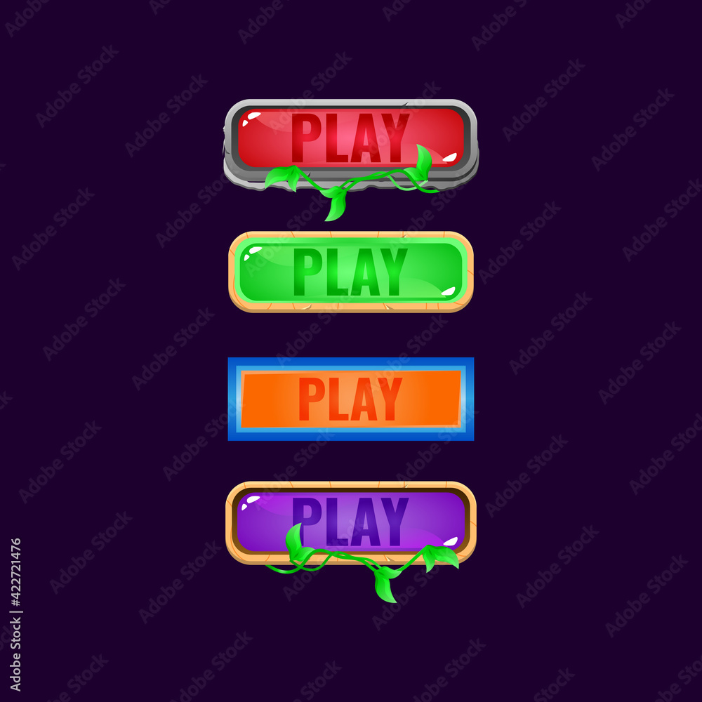 Fototapete set of game ui colorful jelly button with various border for gui asset elements vector illustration