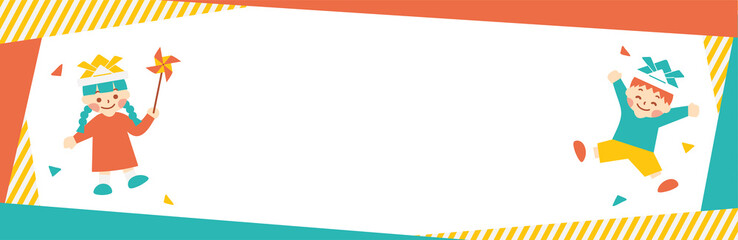 こどもの日　バナー 　キッズ　POP  横長　文字入れ用