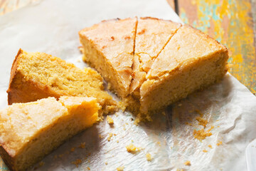 Flour-less lemon drizzle cake with cooked lemons and polenta