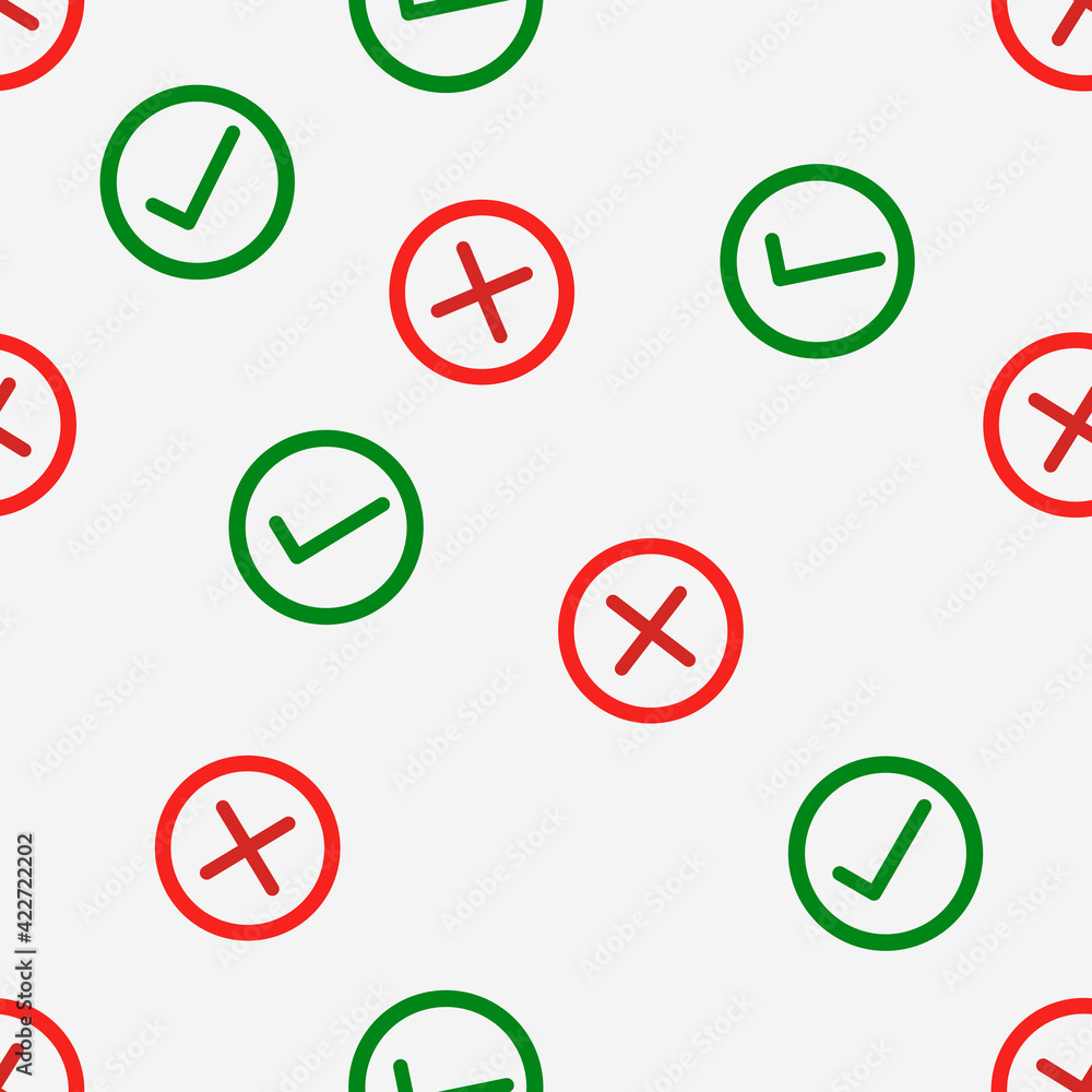 Poster votes pattern. crosses and checkmarks. vector.