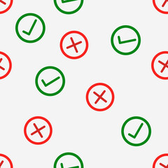 Votes Pattern. Crosses And Checkmarks. Vector.