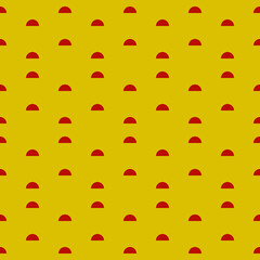 Yellow Background Red Semicircles. Vector Yellow Pattern.