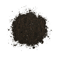 Heap of black humus soil over white