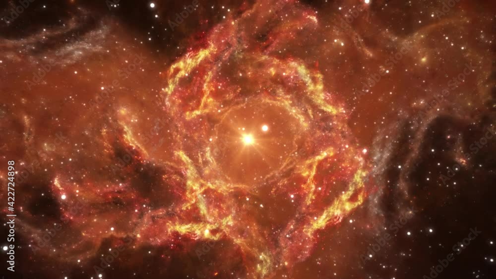 Canvas Prints flying through bright yellow stars and nebula in space. exploration of the galaxy through outer spac