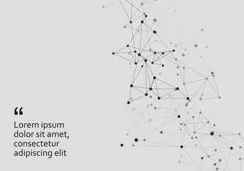 Grey graphic background dots with connections for your design. Vector illustration