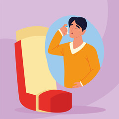 asthmatic man inhaler