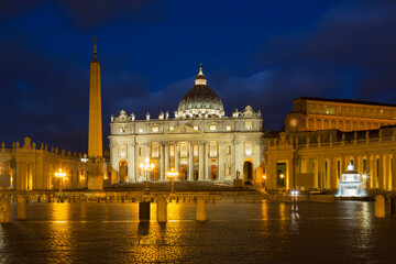 Naklejka na ściany i meble St. Peter's Square at night. Vatican City, Rome, Italy