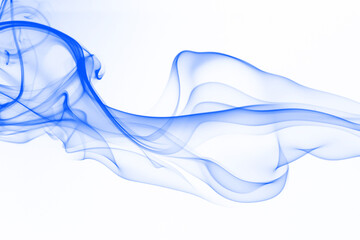 Blue smoke abstract on white background for design