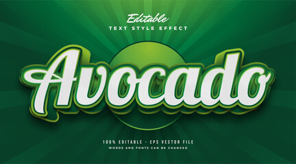 Green Avocado Text Style with 3D and Embossed Effect. Editable Text Style Effect