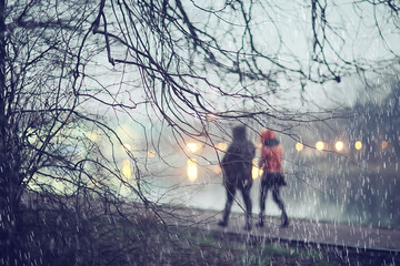Fototapeta premium background autumn park weather evening, walk in seasonal weather november city
