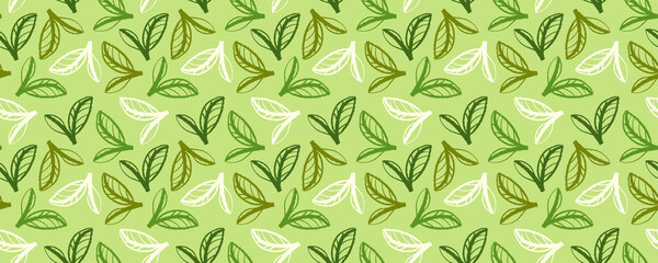 Botanical seamless pattern vector for floral textile pattern, vegetarian cooking banner. Vegan background with leaf ornament for eco store branding, green market, organic product label. Fabric design.