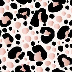 Animal print skin seamless pattern. Leopard spotted fur imitation in cartoon style