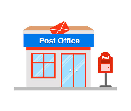 Post office building in flat style. Vector illustration on white background.