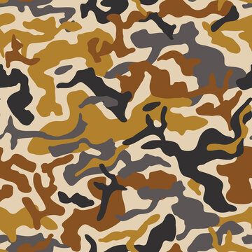 Abstract camouflage seamless pattern. Camo background, natural curved wavy shapes, forms