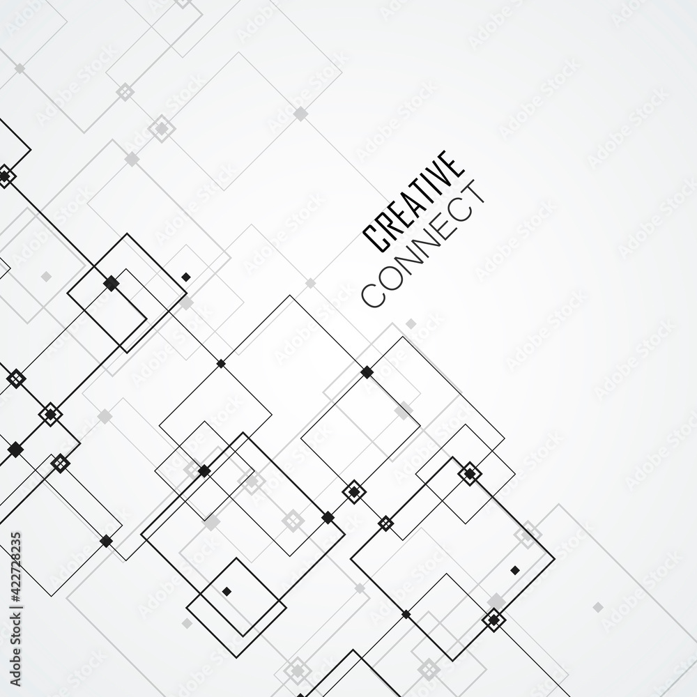 Poster vector connections with dots lines black white background