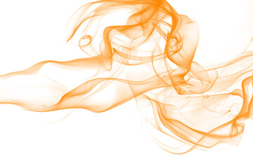 Orange smoke abstract on white background. yellow ink water color