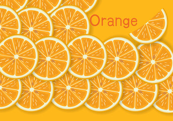 Isolated citrus slices fresh fruits cut in half orange on orange background. Vector Illustration Design.