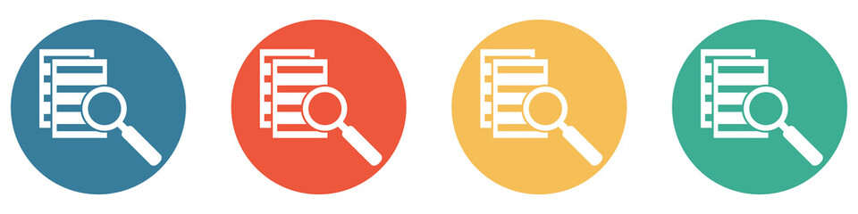 Bunter Banner mit 4 Buttons: Papiere und Dokumente durchsuchen, suchen und finden