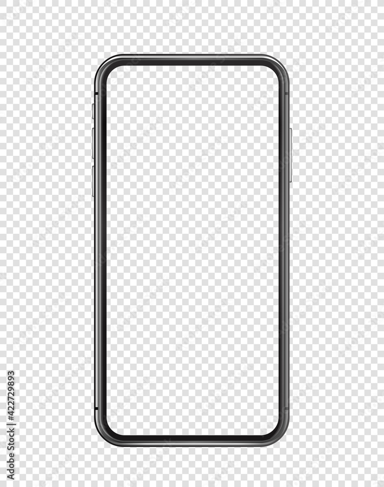 Poster modern smartphone mockup with transparent screen isolated