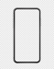 Modern smartphone mockup with transparent screen isolated