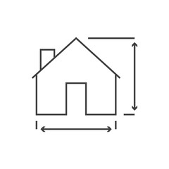 Estudio de arquitectura. Plano de papel con casa con medidas con lineas en color gris