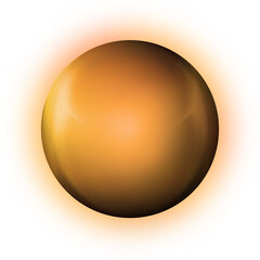 Glass golden ball or precious pearl. Glossy realistic ball, 3D abstract vector illustration highlighted on a white background. Big metal bubble with shadow