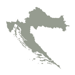 Silhouette of Croatia country map. Highly detailed editable gray map of Croatia, European land territory borders. Political or geographical design element vector illustration on white background