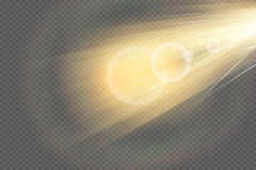 Light flare special effect with rays of light and magic sparkles. Glow transparent vector light effect set, explosion, glitter, spark, sun flash.