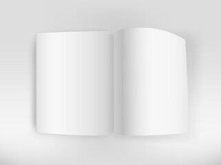 White open book on white table vector mockup