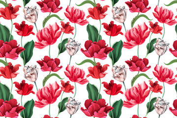 Fototapeta na wymiar Seamless fashion pattern with Tulip Flower.