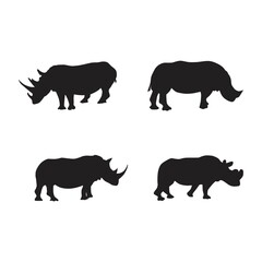 Obraz na płótnie Canvas collection of rhino animal silhouettes