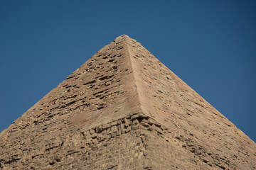 The top of the Great Pyramid of Giza, Cairo, Egypt.