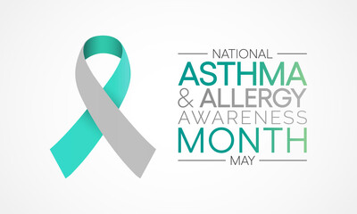 Vector illustration on the theme of asthma and allergy awareness month observed each year in May. people may have allergic asthma if they have trouble breathing during allergy season.
