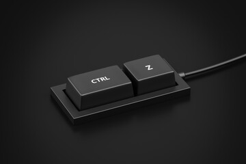 Ctrl z shortcut button and undo or backward keyboard concept of control keypad background. 3D rendering.
