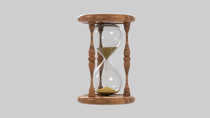 An hourglass on a white background. 3D-rendering.