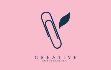 Y letter logo design from paper clip. Business and education logo concept.