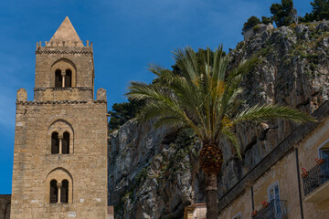 Fototapeta na wymiar The Cathedral of Cefalù, a Roman Catholic basilica, Sicily, one of nine structures in the UNESCO World Heritage Site known as Arab-Norman Palermo and the Cathedral Churches of Cefalù and Monreale