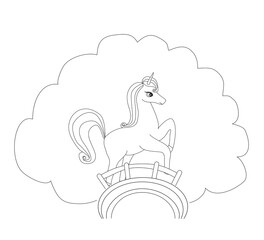 cute unicorn - coloring  book character, isolated from background